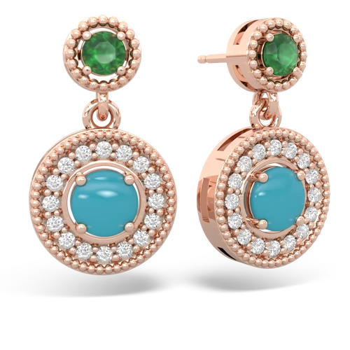 emerald-turquoise halo earrings