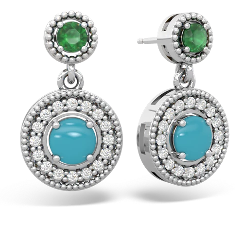 emerald-turquoise halo earrings