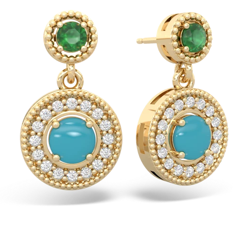 emerald-turquoise halo earrings