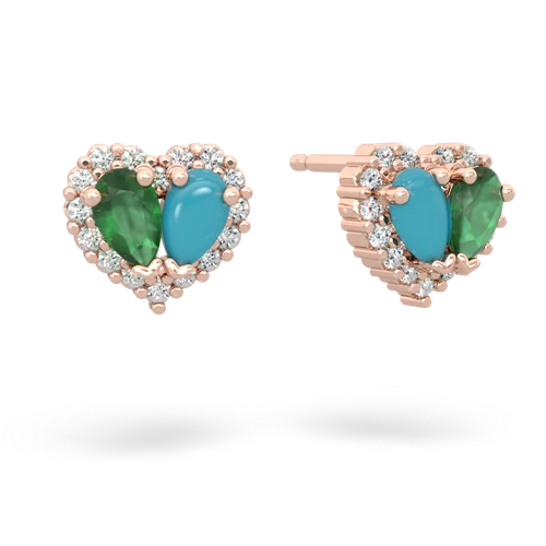 emerald-turquoise halo-heart earrings