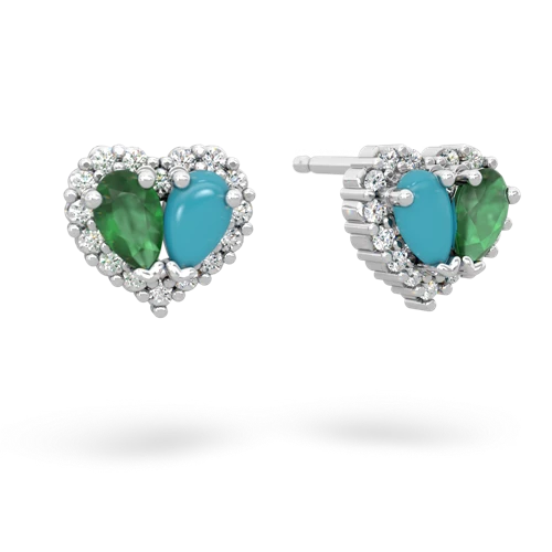 emerald-turquoise halo-heart earrings