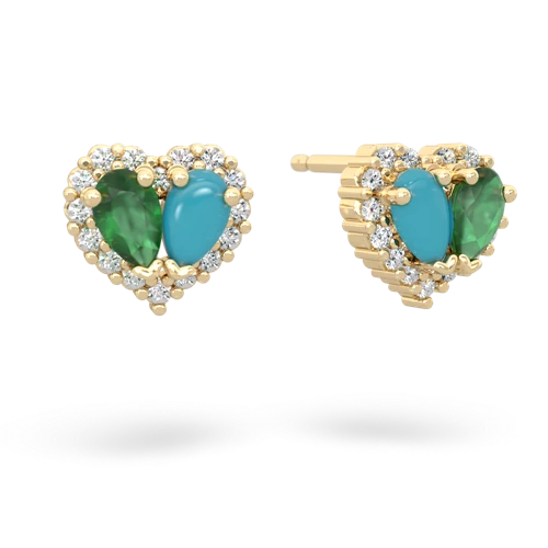 emerald-turquoise halo-heart earrings