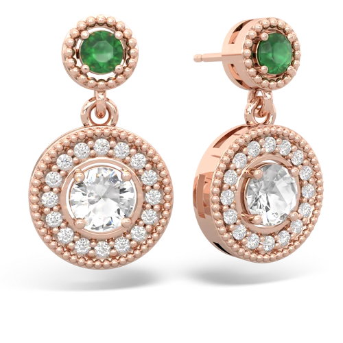 emerald-white topaz halo earrings