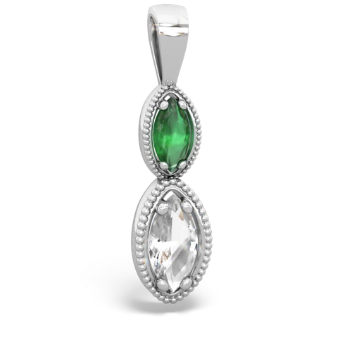 emerald-white topaz antique milgrain pendant