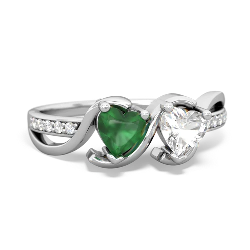 emerald-white topaz double heart ring