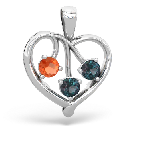 fire opal-alexandrite love heart pendant