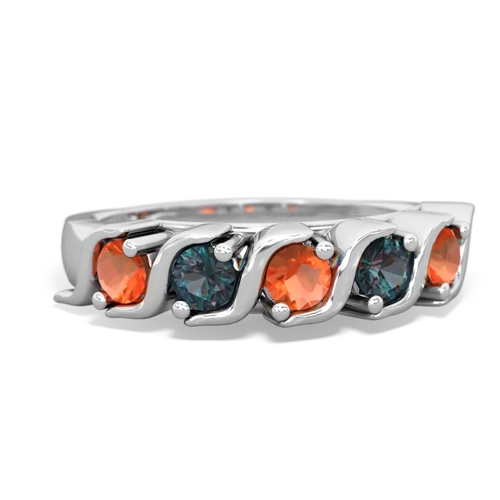 fire opal-alexandrite timeless ring