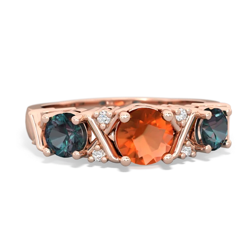 fire opal-alexandrite timeless ring