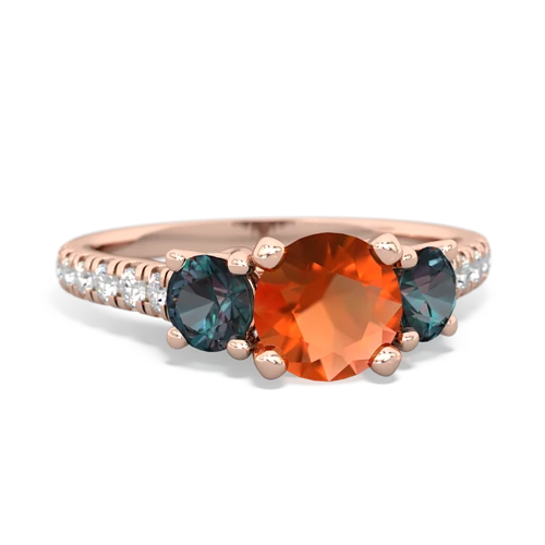 fire opal-alexandrite trellis pave ring