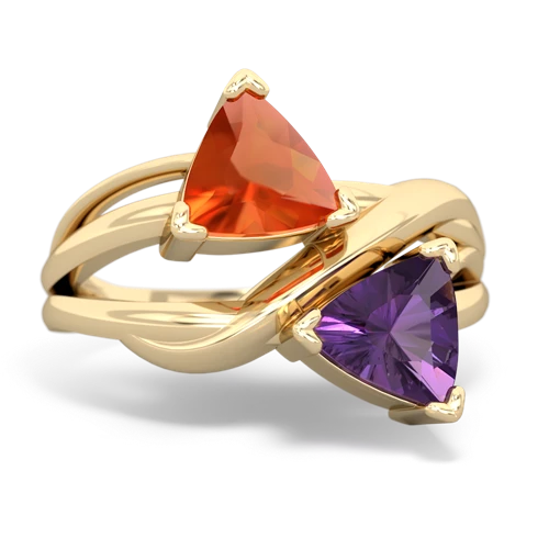 fire opal-amethyst filligree ring