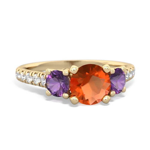 fire opal-amethyst trellis pave ring