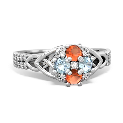 fire opal-aquamarine engagement ring