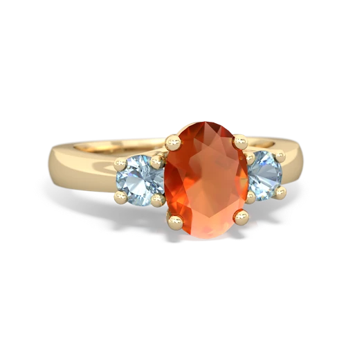 fire opal-aquamarine timeless ring