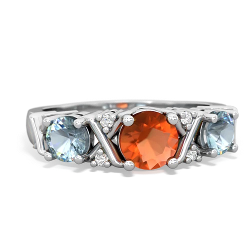 fire opal-aquamarine timeless ring