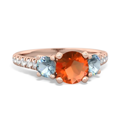 fire opal-aquamarine trellis pave ring