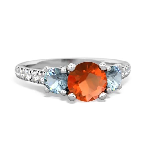 fire opal-aquamarine trellis pave ring