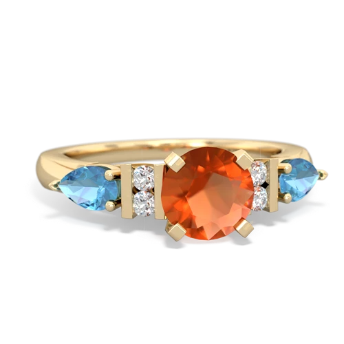 fire opal-blue topaz engagement ring