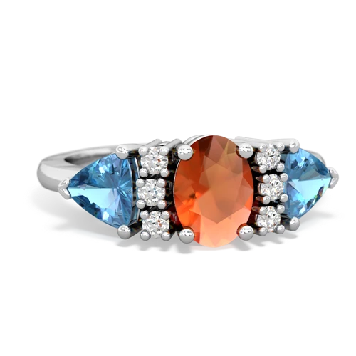 fire opal-blue topaz timeless ring