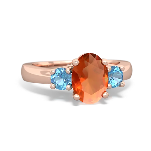 fire opal-blue topaz timeless ring