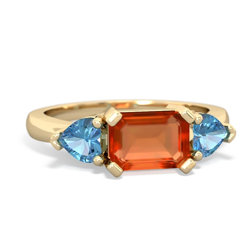 fire opal-blue topaz timeless ring