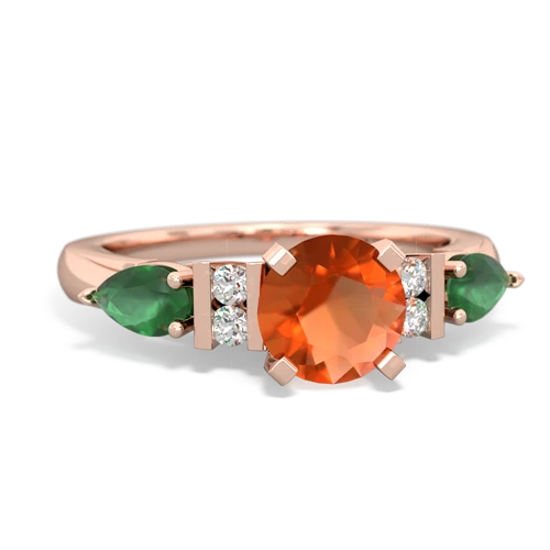 fire opal-emerald engagement ring