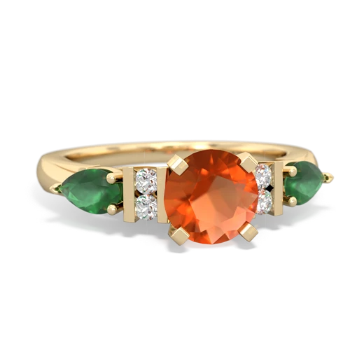 fire opal-emerald engagement ring