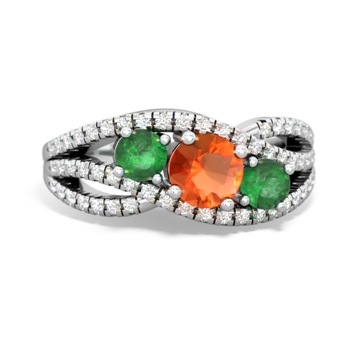 fire opal-emerald three stone pave ring