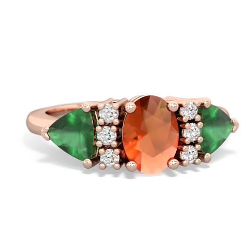 fire opal-emerald timeless ring