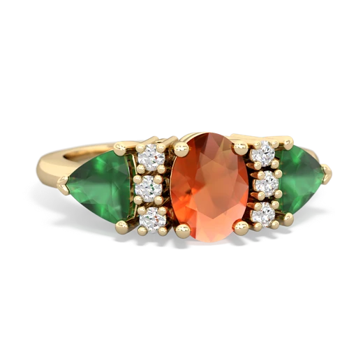 fire opal-emerald timeless ring