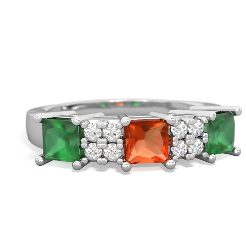 fire opal-emerald timeless ring