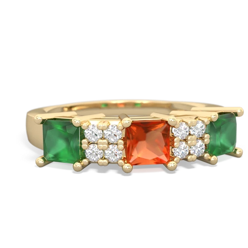 fire opal-emerald timeless ring