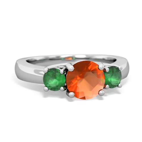 fire opal-emerald timeless ring