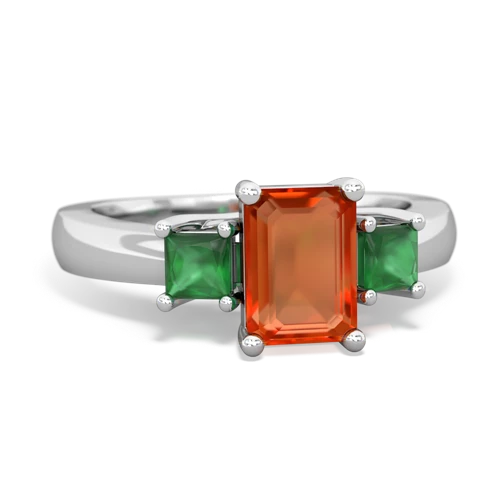 fire opal-emerald timeless ring