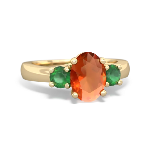 fire opal-emerald timeless ring