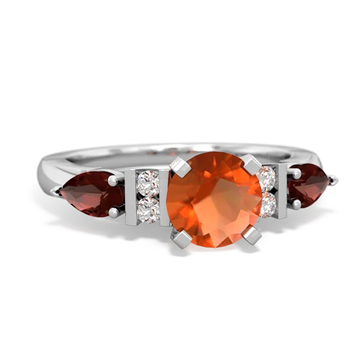 fire opal-garnet engagement ring