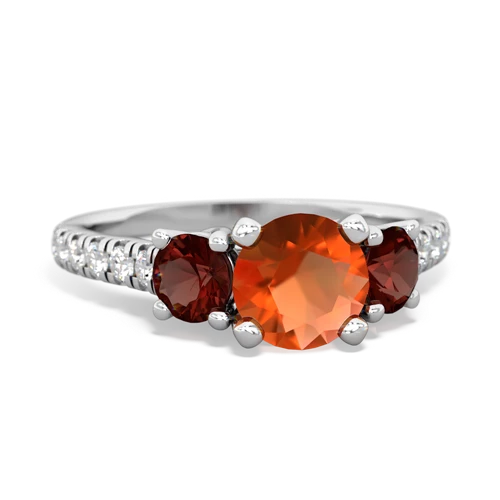 fire opal-garnet trellis pave ring