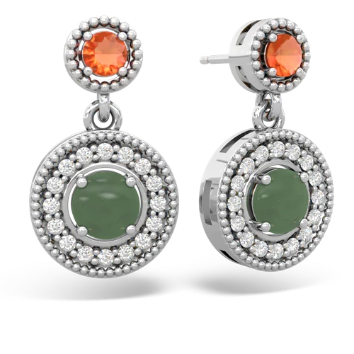 fire opal-jade halo earrings