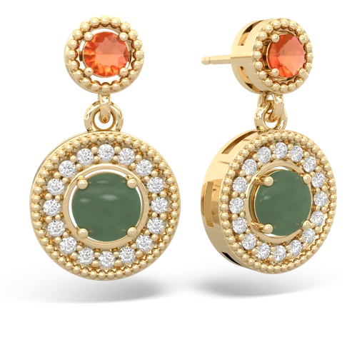 fire opal-jade halo earrings