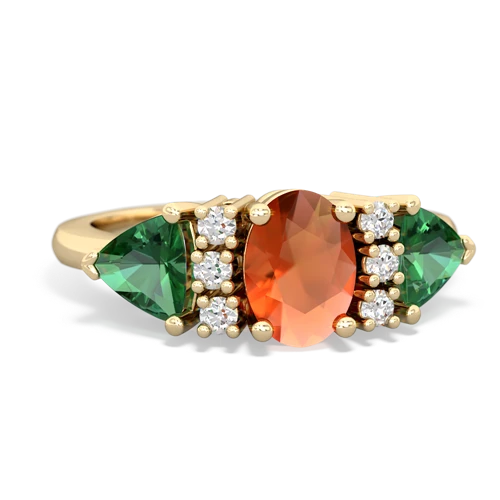 fire opal-lab emerald timeless ring