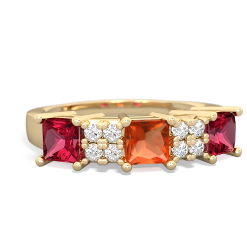 fire opal-lab ruby timeless ring