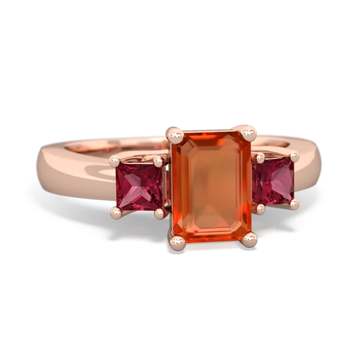 fire opal-lab ruby timeless ring