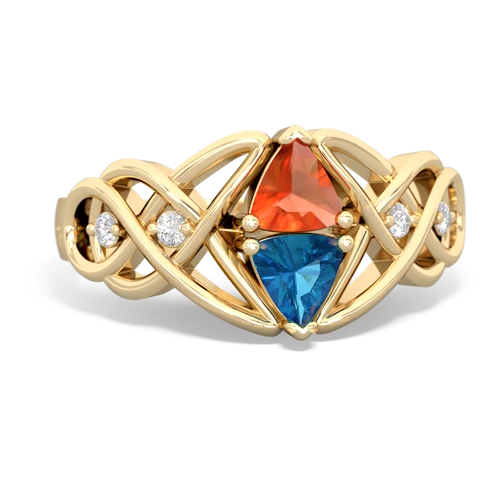 fire opal-london topaz celtic knot ring