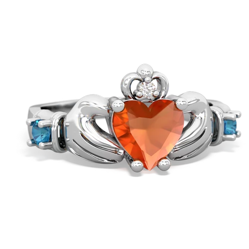 fire opal-london topaz claddagh ring