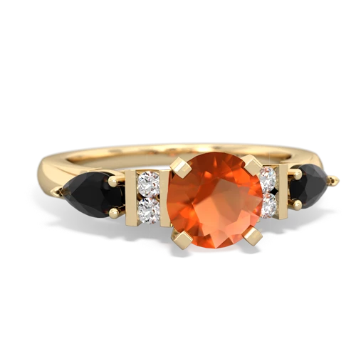 fire opal-onyx engagement ring