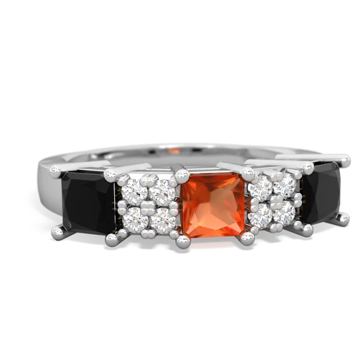 fire opal-onyx timeless ring