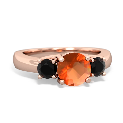 fire opal-onyx timeless ring