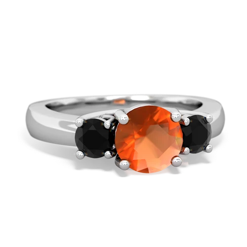 fire opal-onyx timeless ring