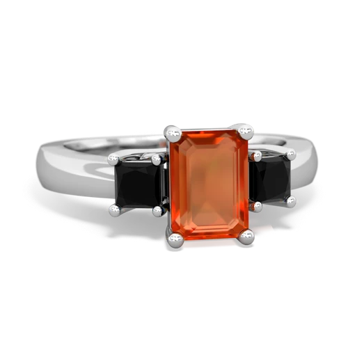 fire opal-onyx timeless ring