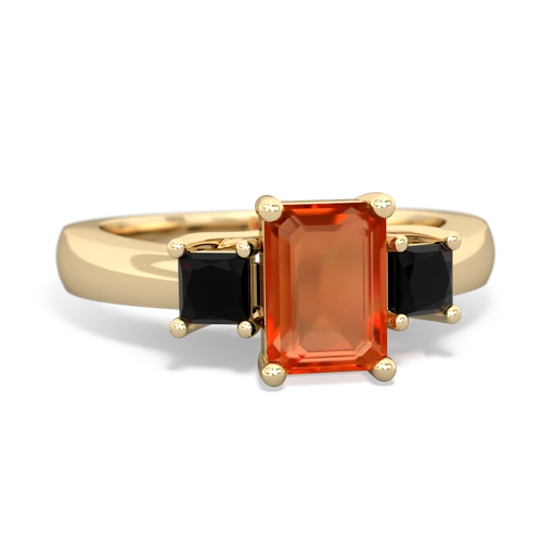 fire opal-onyx timeless ring