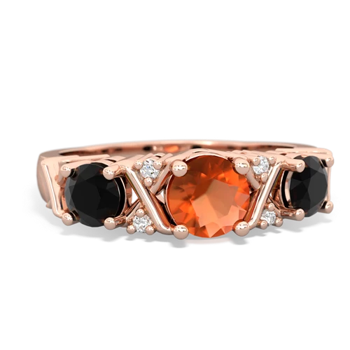 fire opal-onyx timeless ring